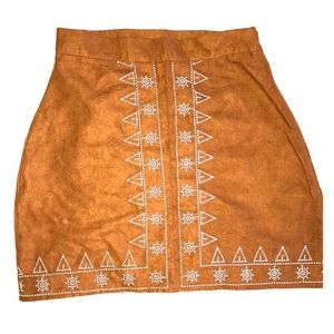 Short Brown Embroidery A-line Skirt- “Boho Summer”
